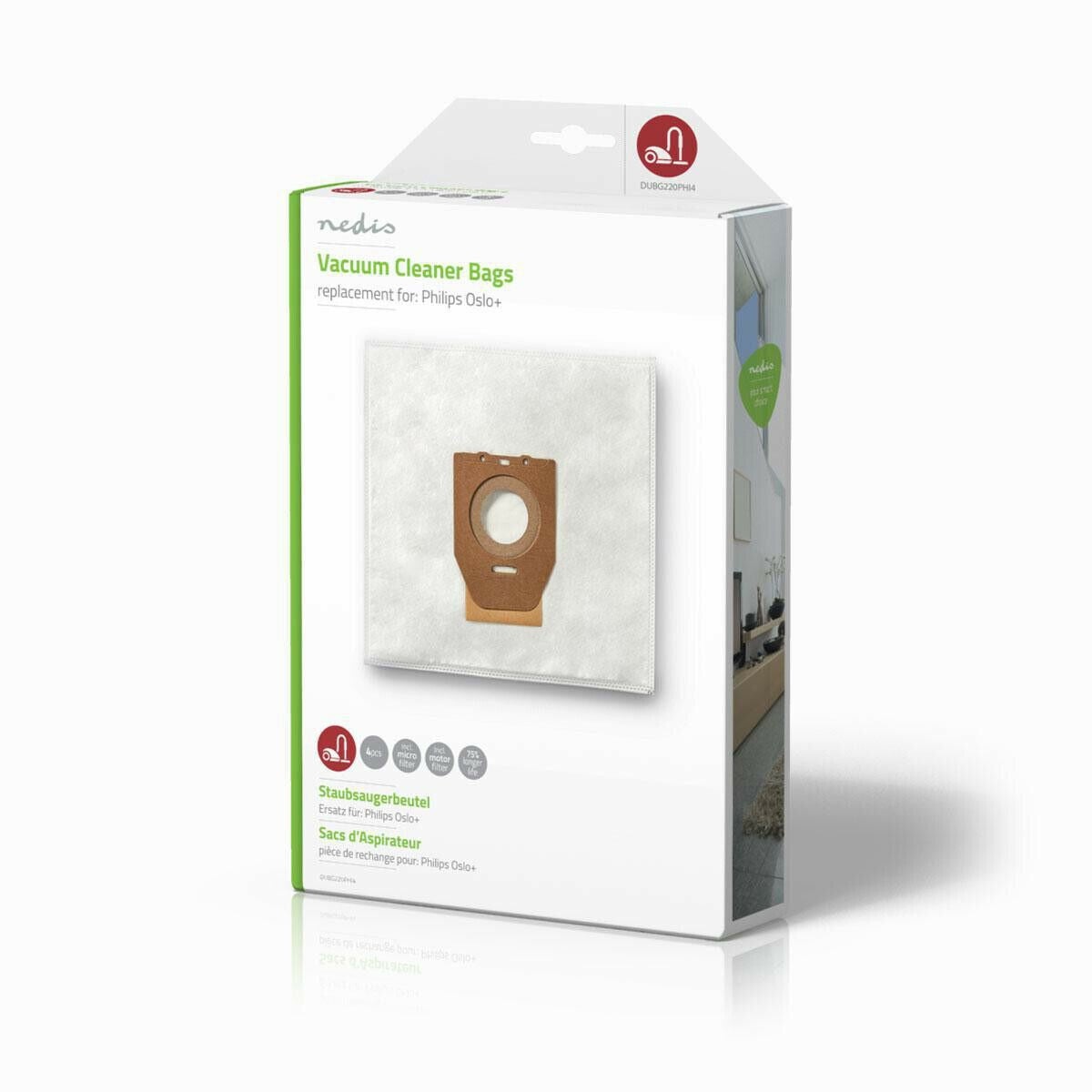 Nedis Vacuum Cleaner Bag | 4 pcs | Synthetic | Most sold for: Philips | White