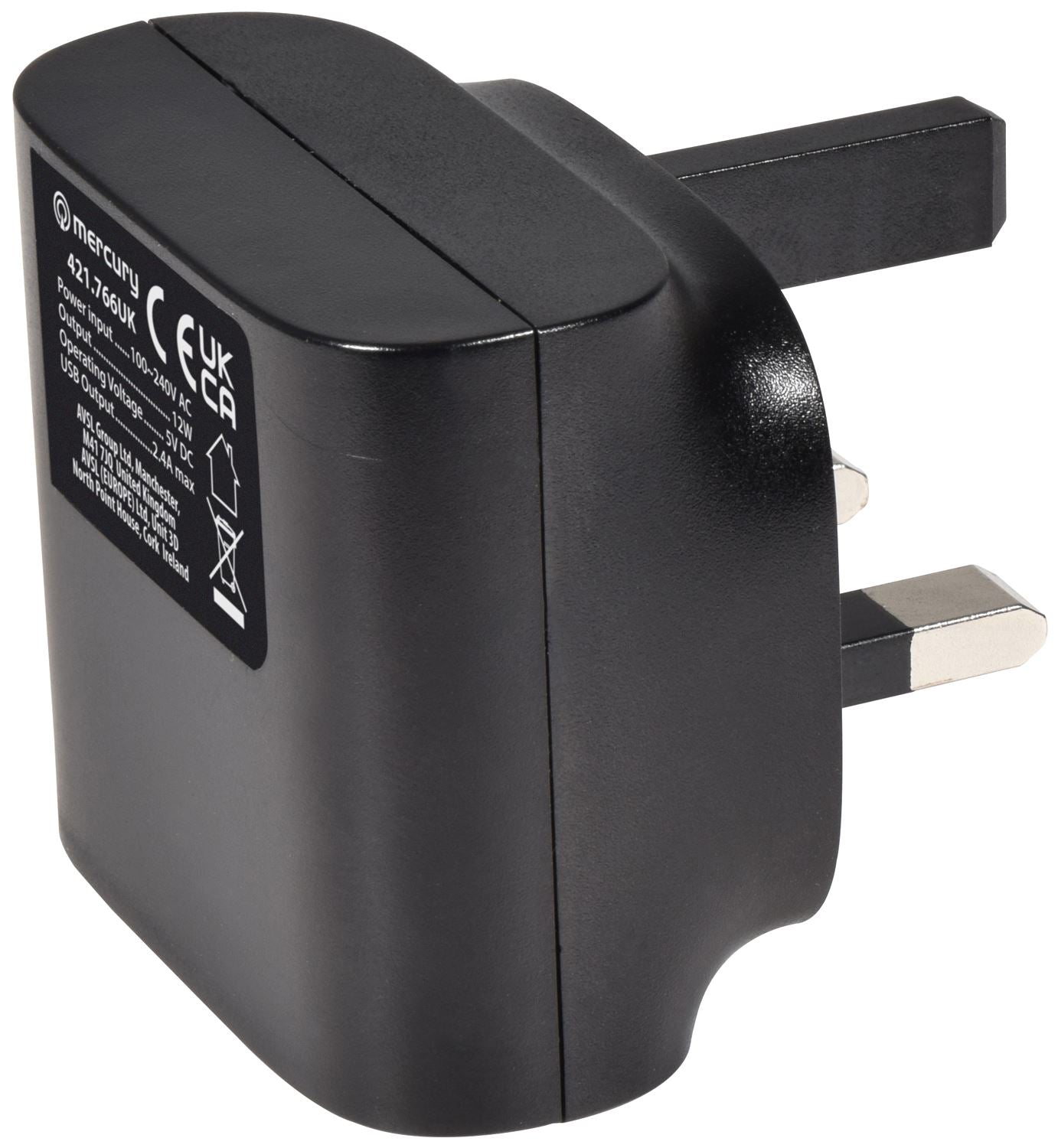Mercury Dual USB UK Mains Charger 2.4A Perfect for Smartphones, Tablets & Other USB Devices