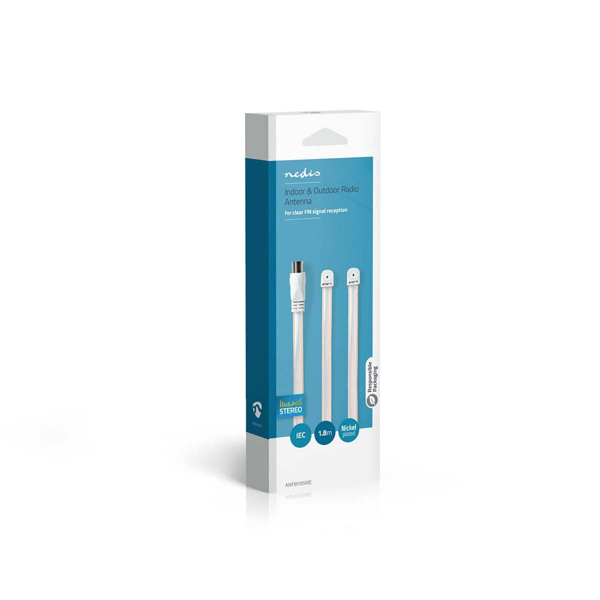 Nedis Coax Cable | IEC (Coax) Male | Open | Nickel Plated | 50 Ohm | Unshielded | 1.90 m | Flat | PVC | White | Box