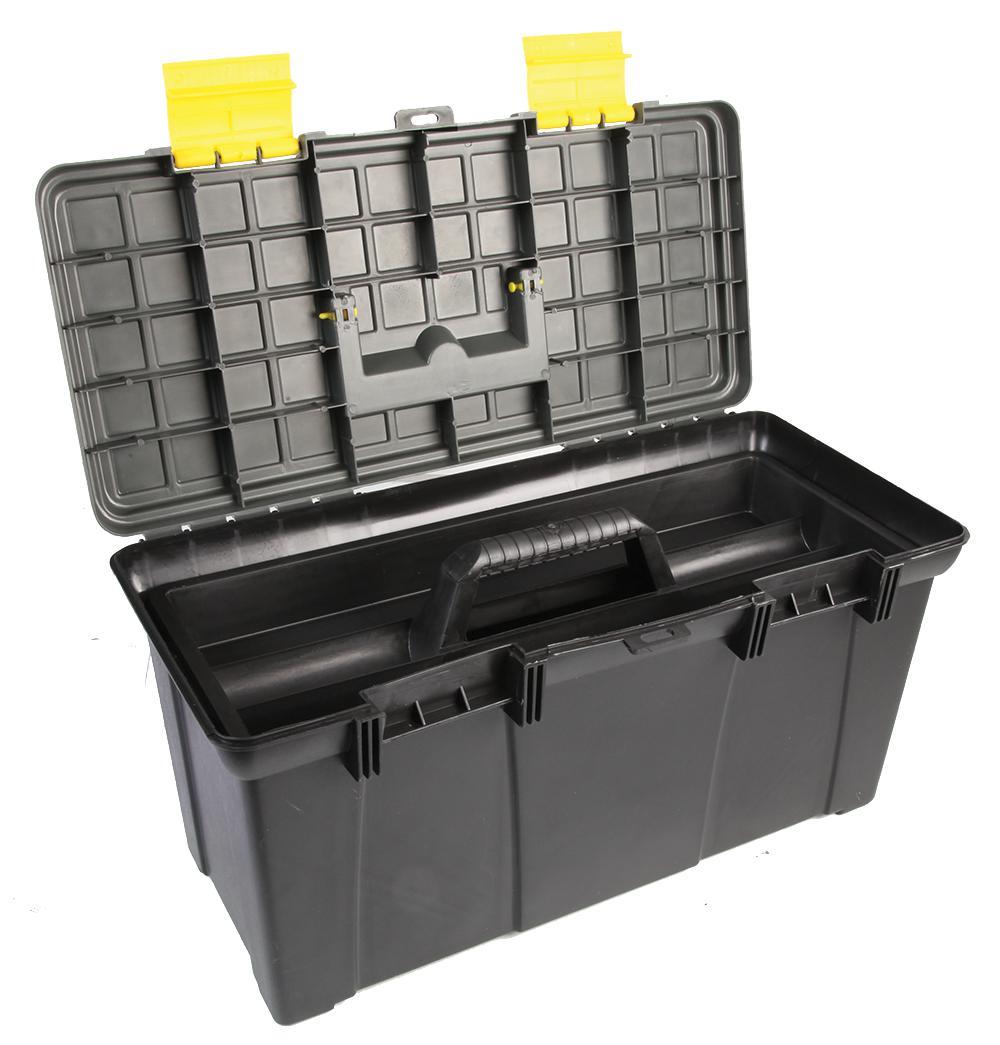 Ex-Pro 19" Plastic Portable Storage Tool Box With Removable Tray & Carrying Handle