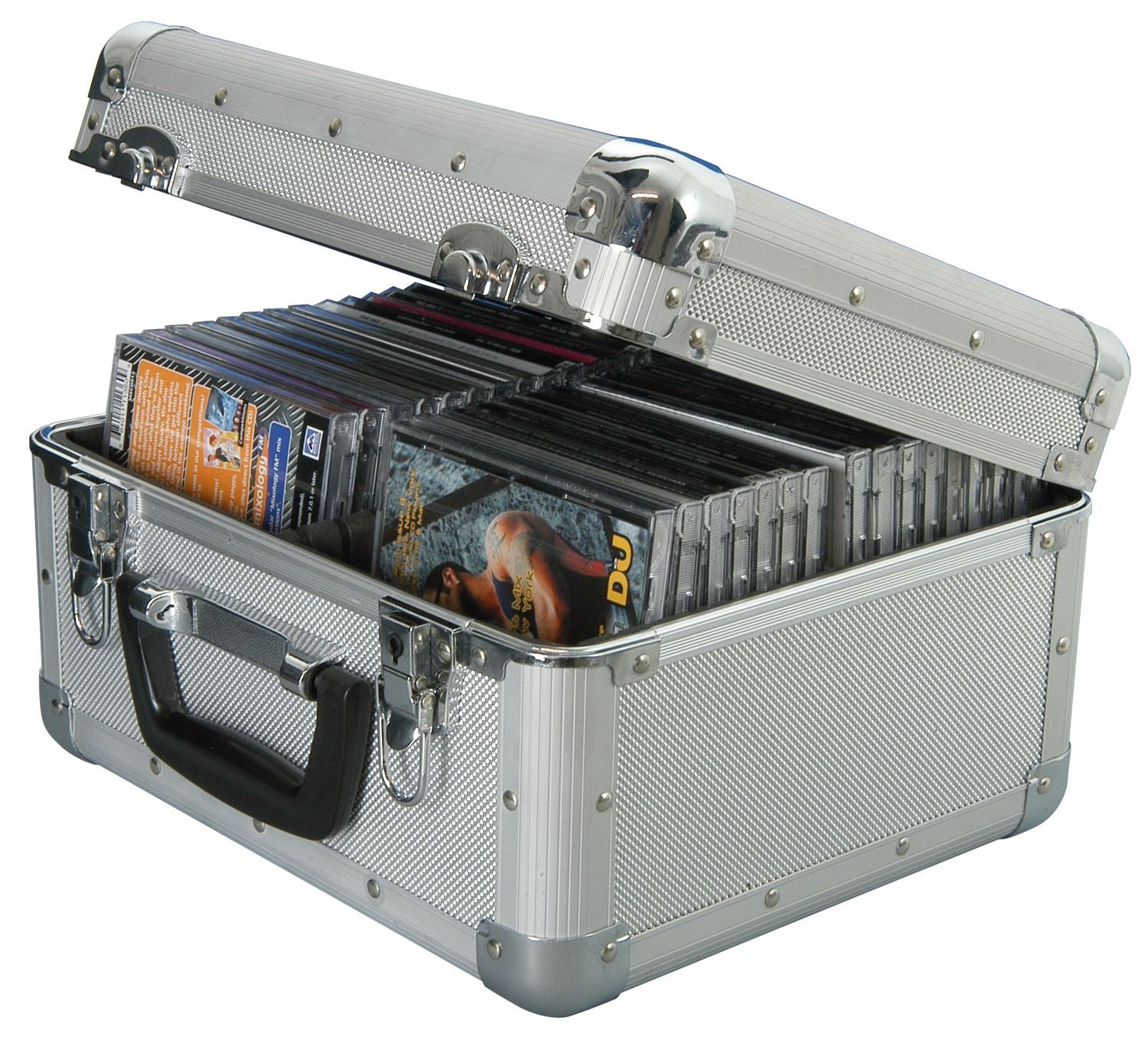 Citronic Aluminium Metal CD Storage Box Flight Carry Case - Holds 40 - Secure Lock 2 Keys