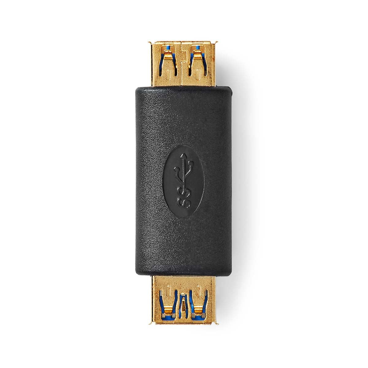 Nedis USB-A Adapter | USB 3.2 Gen 1 | USB-A Female | USB-A Female | 5 Gbps | Round | Gold Plated | Anthracite | Box