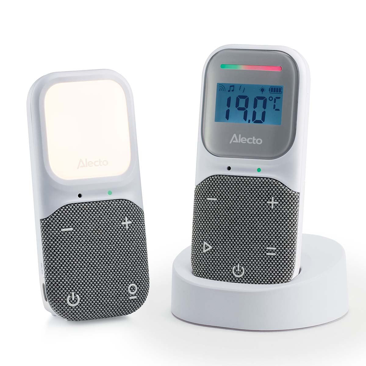 Alecto DBX140 Digital Audio Baby Monitor, Parent Unit with Rechargeable Battery, Temperature, Night Light, Long Range, Digital DECT, Crystal-Clear Sound, Plug & Play, Sound Indicator & Alerts