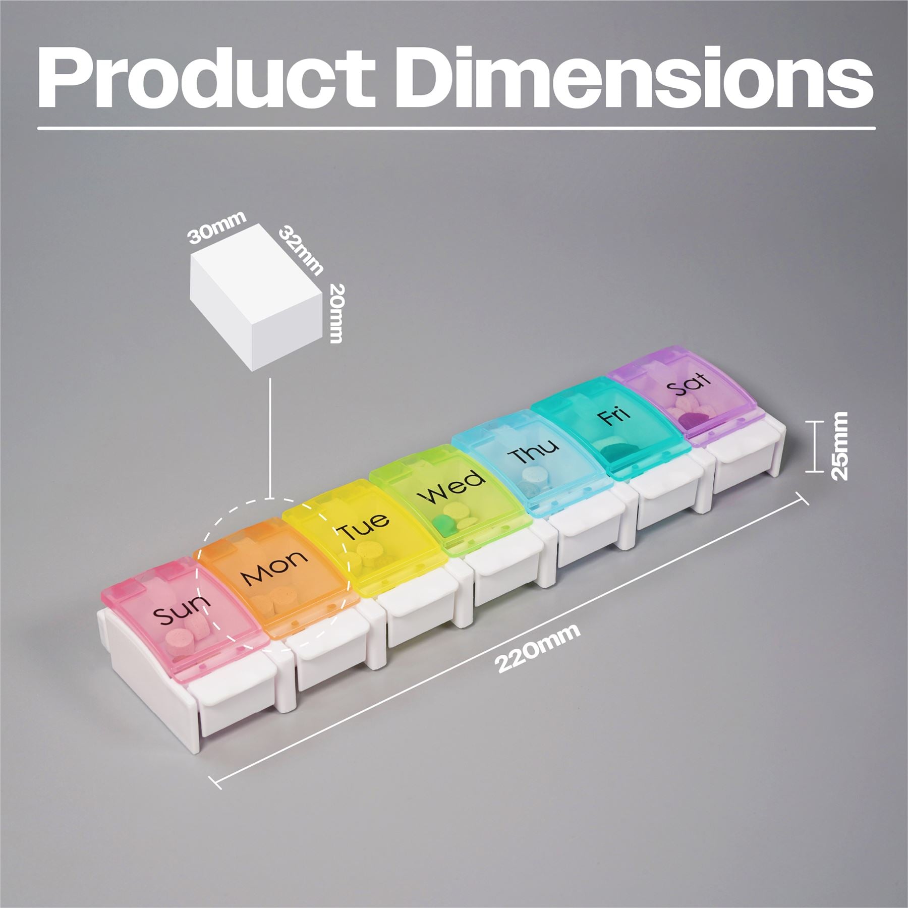 7 Day Weekly Pill Storage Box with Push Button Release.Medication Box,Weekday Medicine Storage,Ideal for Arthritis,Alzheimers,Dementia,Tablets