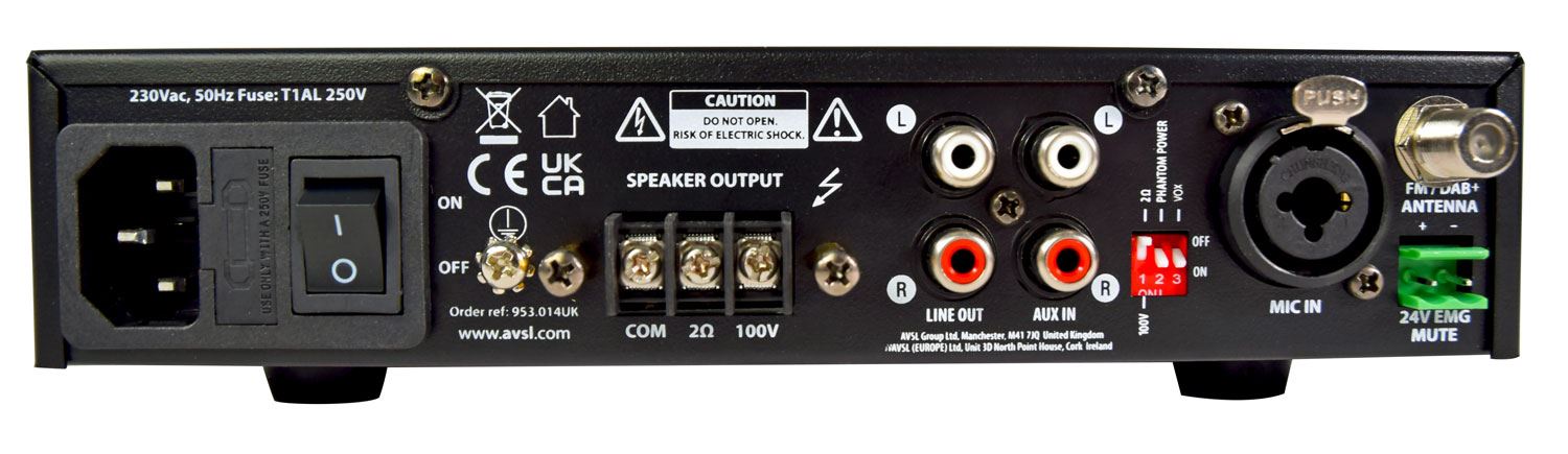 Adastra UX120 100V Mixer Amplifier 120W Media BT & DAB+