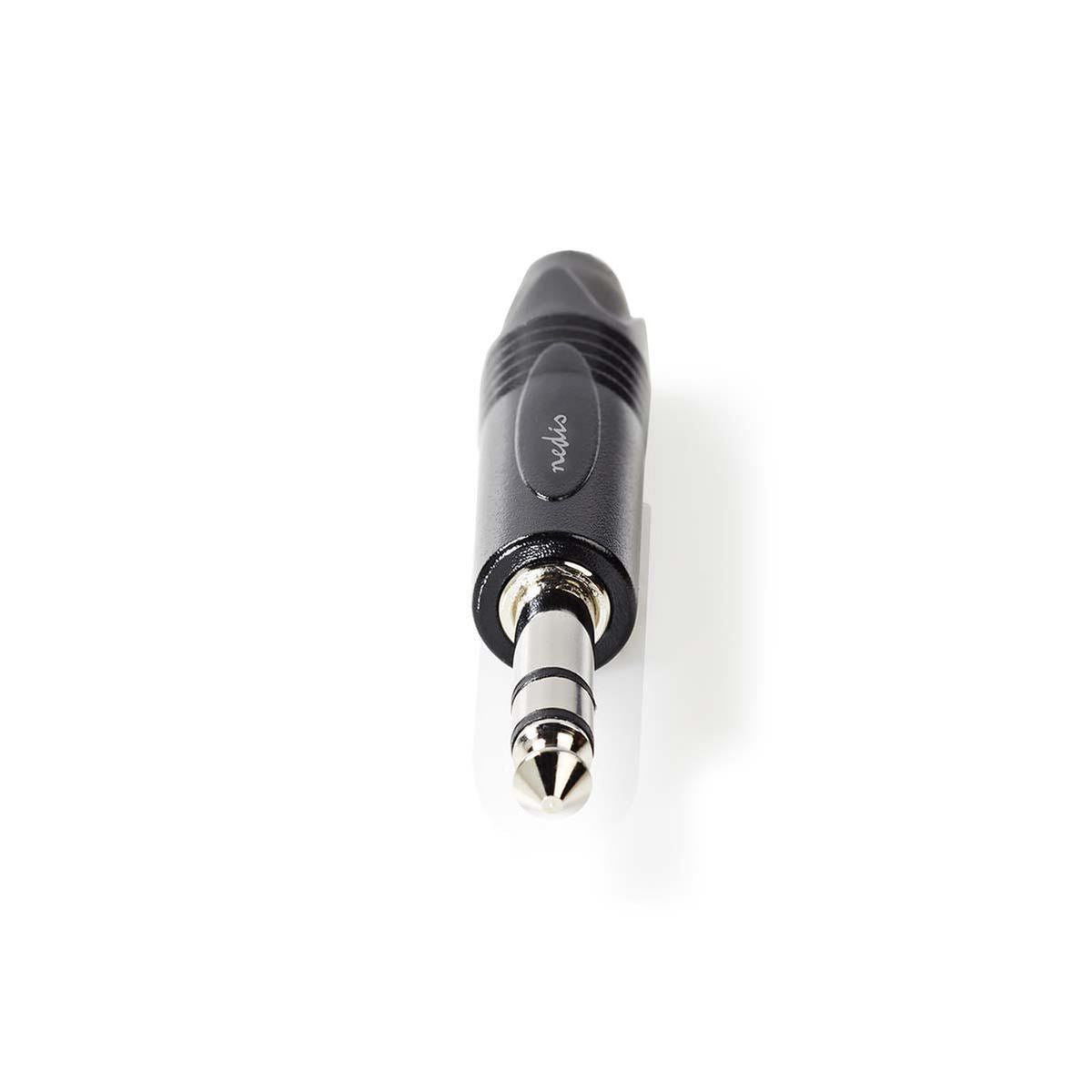 Nedis 6.35 mm 1/4" Jack Connector | Straight | Male | Nickel Plated | Solder | Cable input diameter: 6.0 mm | Aluminium | Black | Polybag | 1 pcs