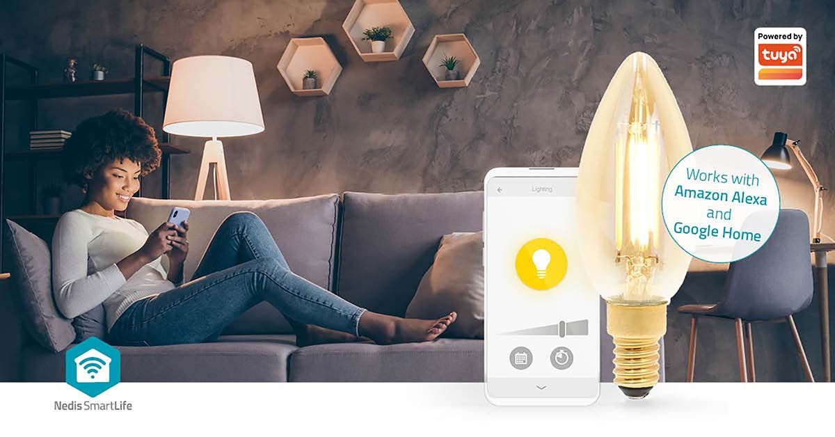 Nedis SmartLife LED Filament Bulb | E14 | 470 lm | 4.9 W | Warm White | 1800 - 3000 K | Glass | Android™ / IOS | Candle | 1 pcs