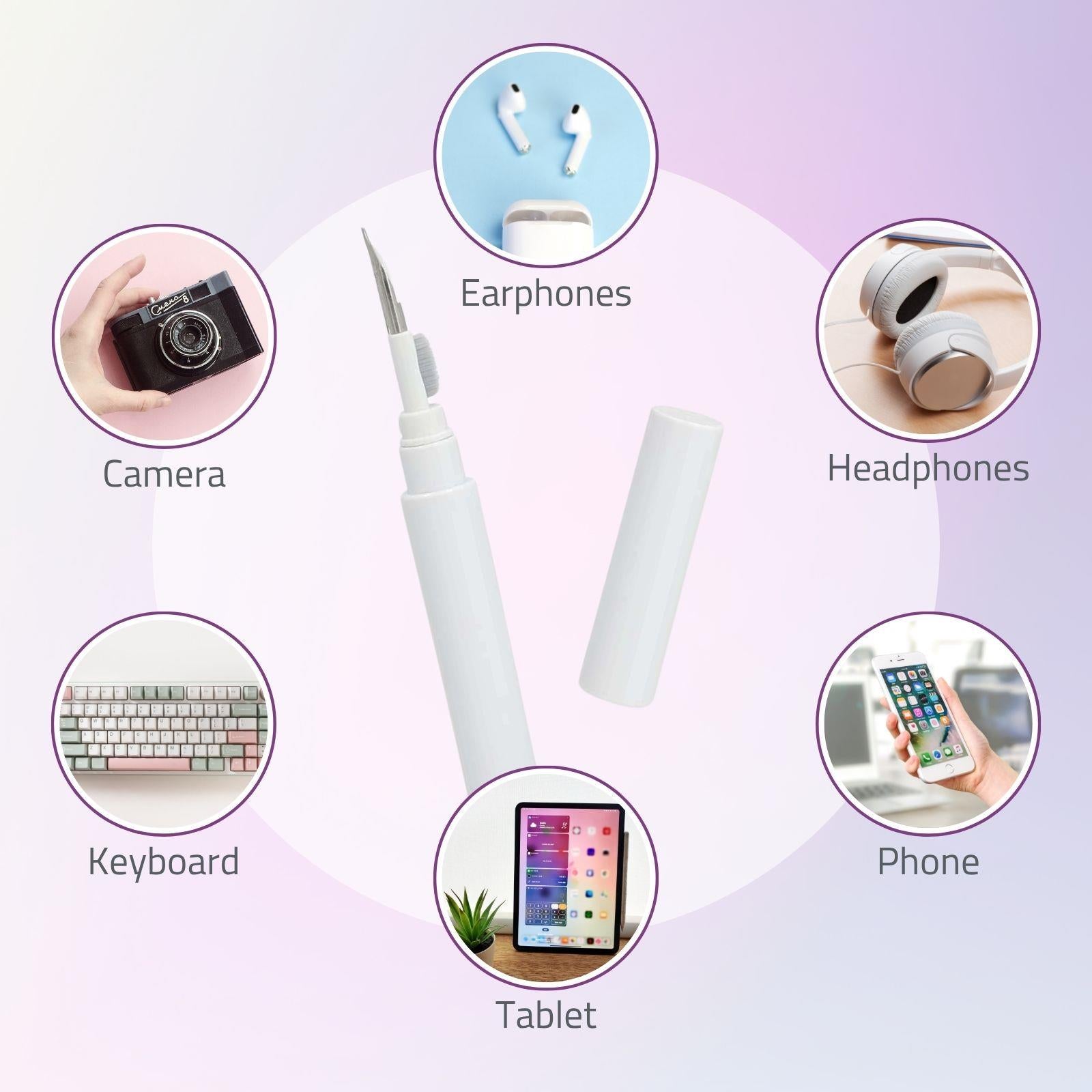 Nedis 3-in-1 Headphone Pro Cleaning Pen Kit, Multifunctional with Sponge, Brush & Metal Tip, for In-Ear Earphones & Earbuds, Phones, Electronics and More