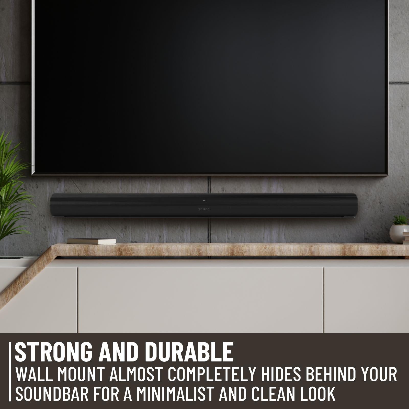 Nedis Wall Mount Floating Style Speaker Mounting Bracket - Mount on Wall Under TV - Compatible with Sonos Arc Soundbar (Black)