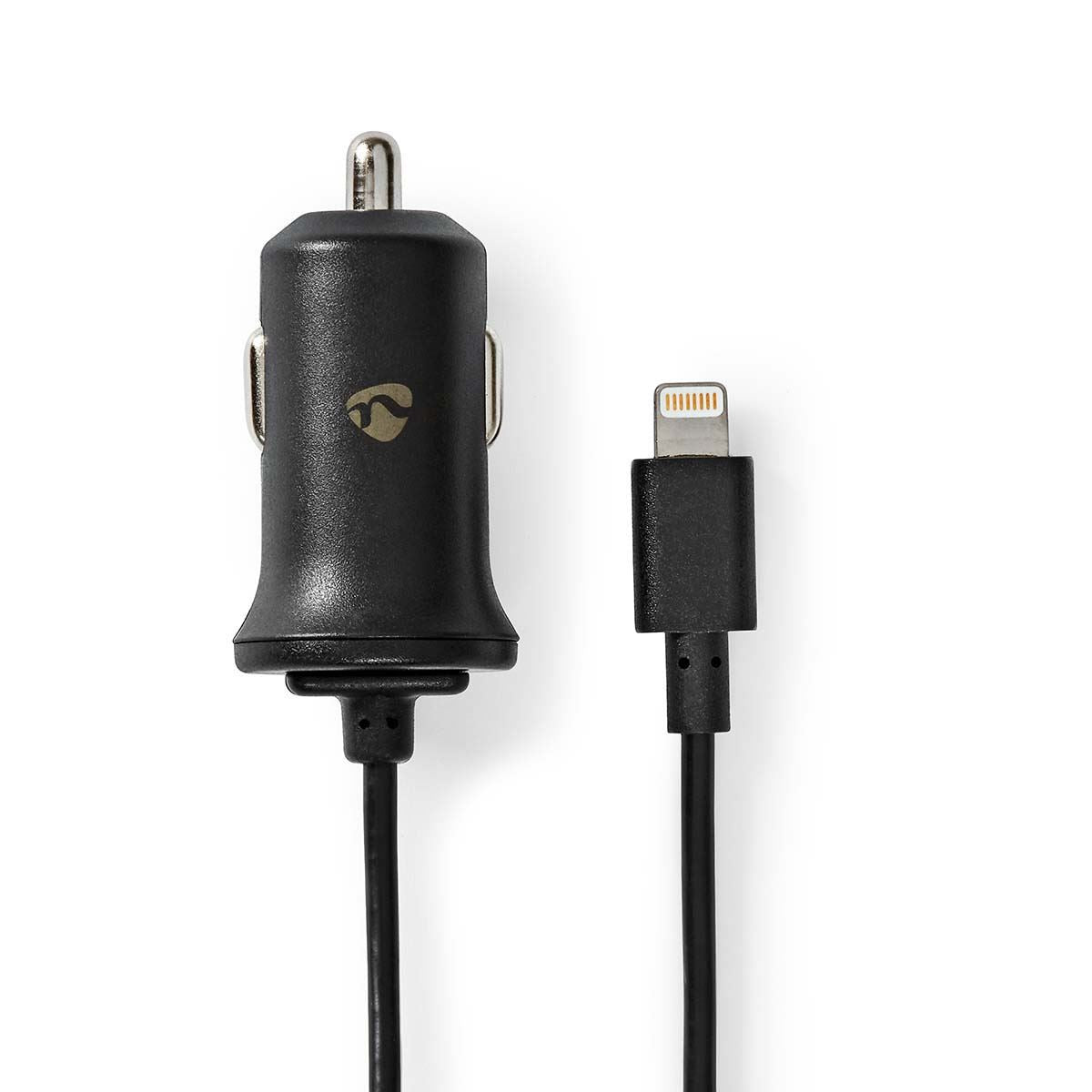 Nedis In Car Charger 2.4A Fixed Lightning Cable MFI Approved for iPhone iPad Lighting