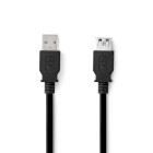 Nedis USB Cable | USB 3.2 Gen 1 | USB-A Male | USB-A Female | 5 Gbps | Nickel Plated | 2.00 m | Round | PVC | Black | Label