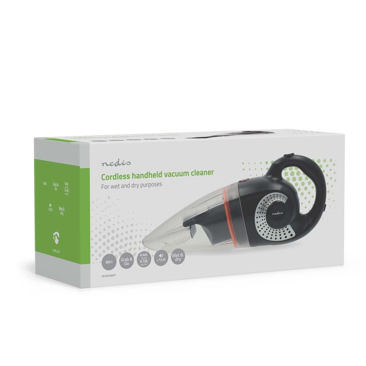 Nedis Handheld Vacuum Cleaner | 90 W | Rechargeable | Dry / Wet | Li-Ion | Black / Grey / Orange