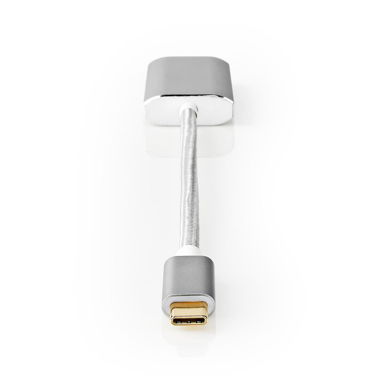 Nedis USB-C™ Adapter | USB 3.2 Gen 1 | USB-C™ Male | HDMI™ Output | 4K@60Hz | Power delivery | 0.20 m | Round | Gold Plated | Braided / Nylon | Silver | Cover Window Box