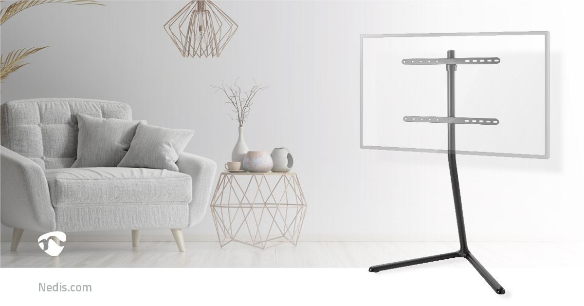 Nedis TV Floor Stand | 49 - 70 " | Maximum supported screen weight: 40 kg | V-shape Design | Anti-tip strap | Snap-lock | Aluminium / Steel | Black