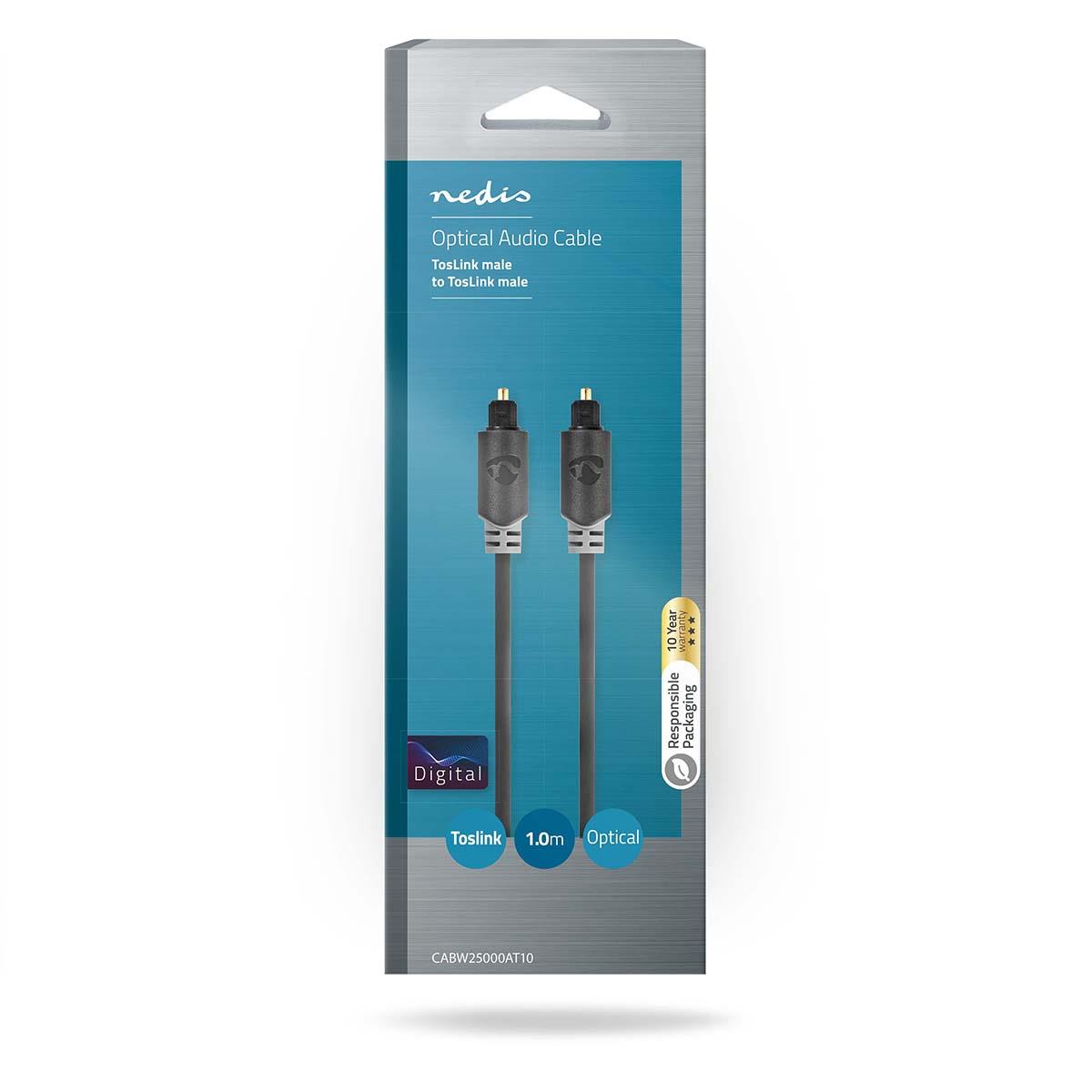 Nedis Optical Audio Cable | TosLink Male | TosLink Male | 1.00 m | Round | PVC | Anthracite | Box