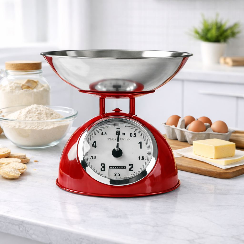 MELISSA Retro Traditional Vintage Metal Mechanical Weight Baking 5kg Kitchen Scale Red