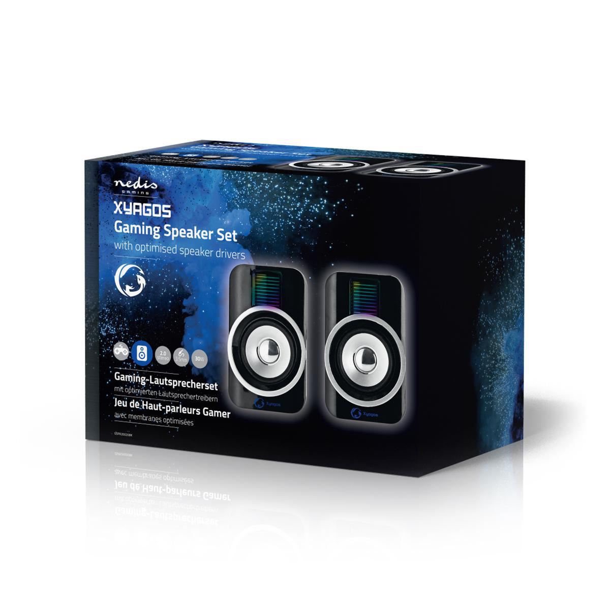 Nedis Gaming Speaker | Speaker channels: 2.0 | USB Powered | 3.5 mm Male | 30 W | RGB | Volume control