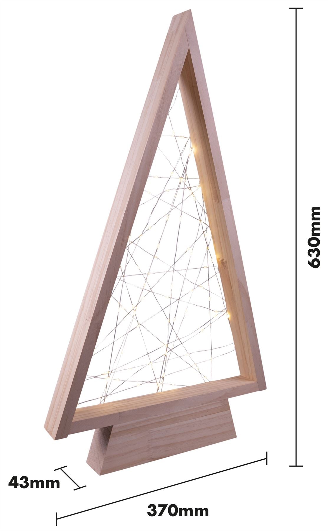 Wooden Self Assembly Battery Powered Christmas Tree Decoration with 60 LED Lights