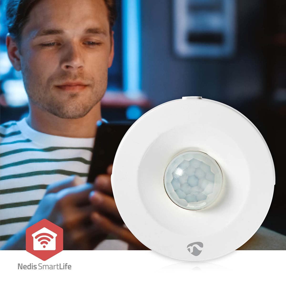 Nedis SmartLife Motion Sensor | Zigbee 3.0 | Battery Powered | IP20 | Detector angle: 120 ° | Detector range: 5 m | Max. battery life: 12 Months | White