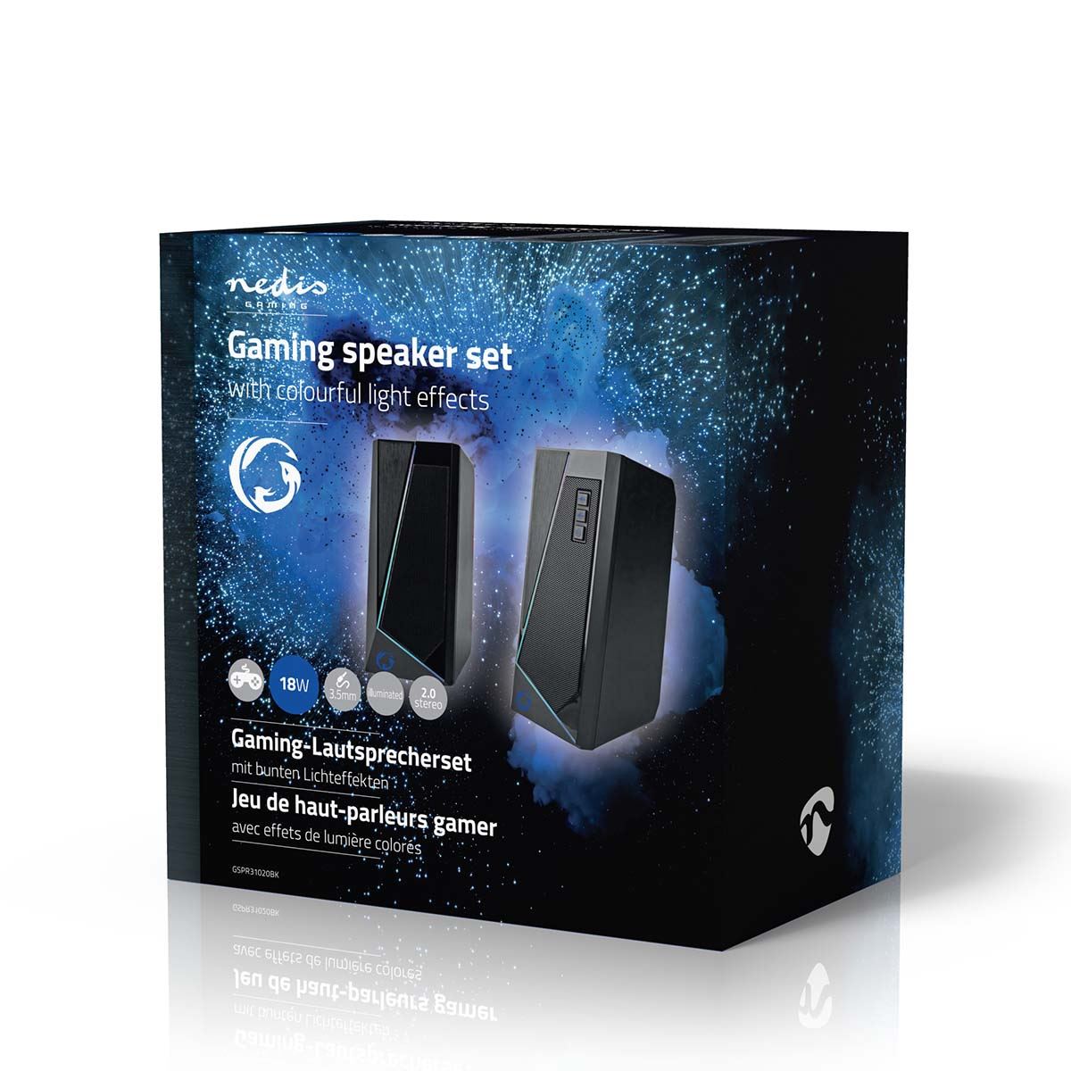 Nedis Gaming Speaker | Speaker channels: 2.0 | USB Powered | 3.5 mm Male | 18 W | LED | Volume control