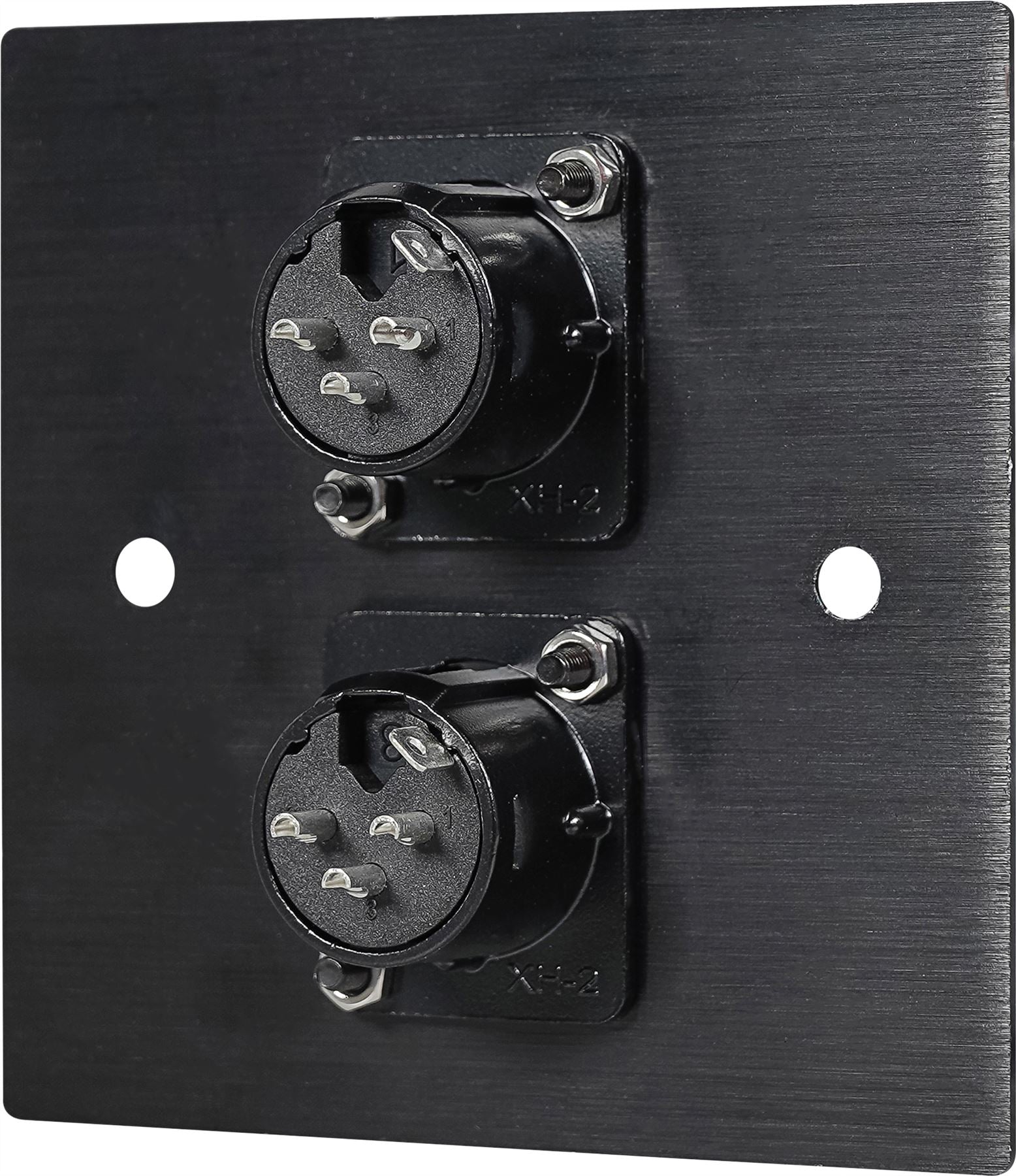 Black Wall Face Plate Electrical AV Slim Series 2 x Male XLR Wall Plate Metal