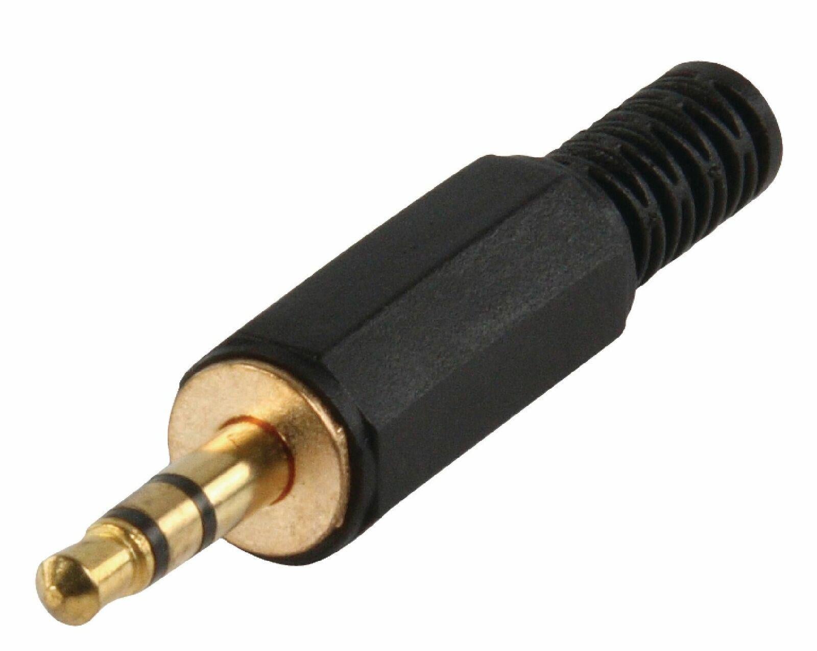 3.5mm Male Stereo Connector Plug, Gold - Black