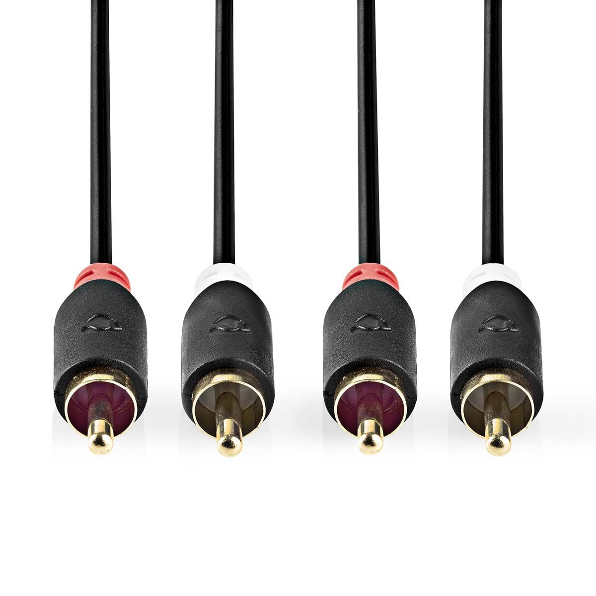Nedis Stereo Audio Cable | 2x RCA Male | 2x RCA Male | Gold Plated | 10.0 m | Round | Anthracite | Box
