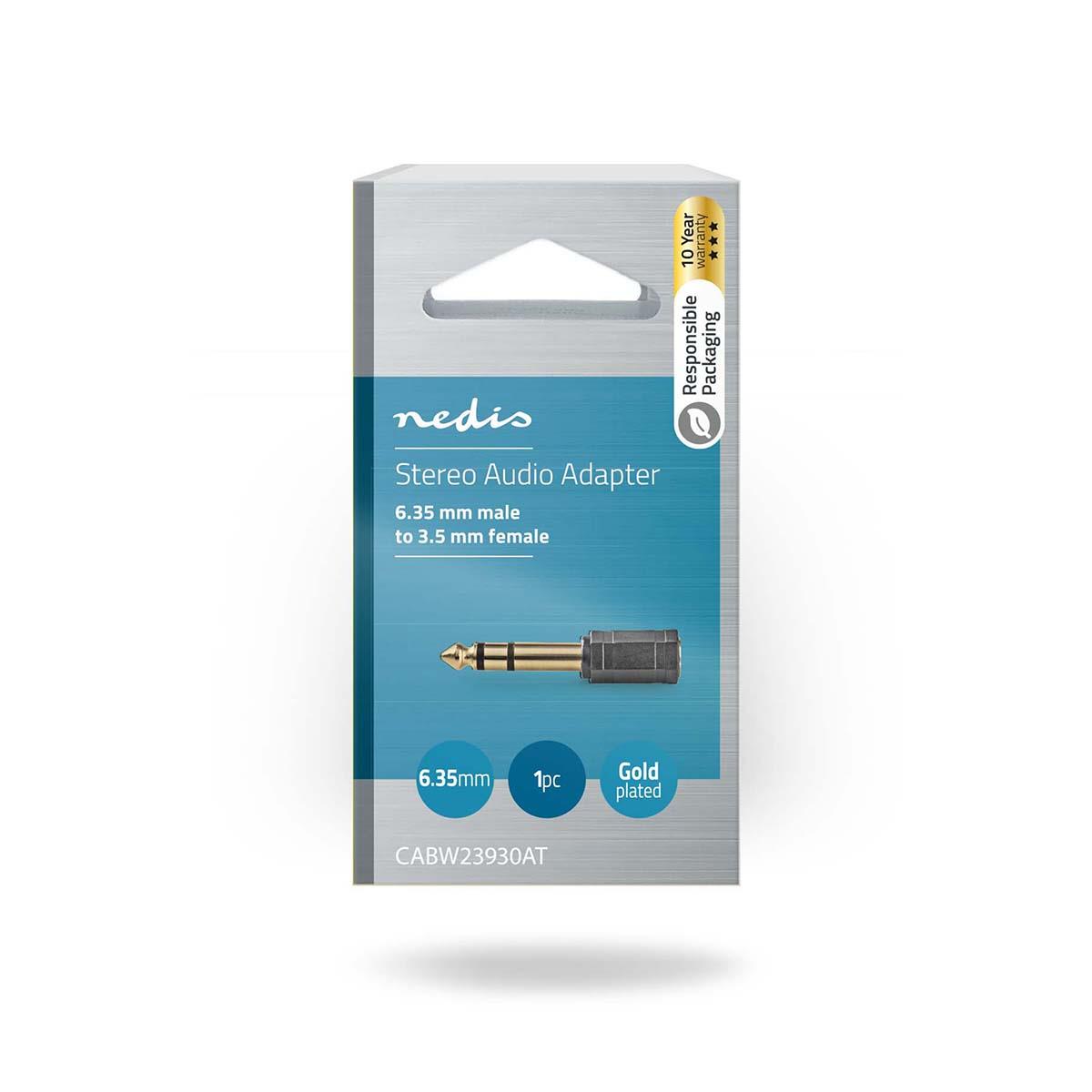 Nedis Stereo Audio Adapter | 6.35 mm Male | 3.5 mm Female | Gold Plated | Straight | ABS | Anthracite | 1 pcs | Box