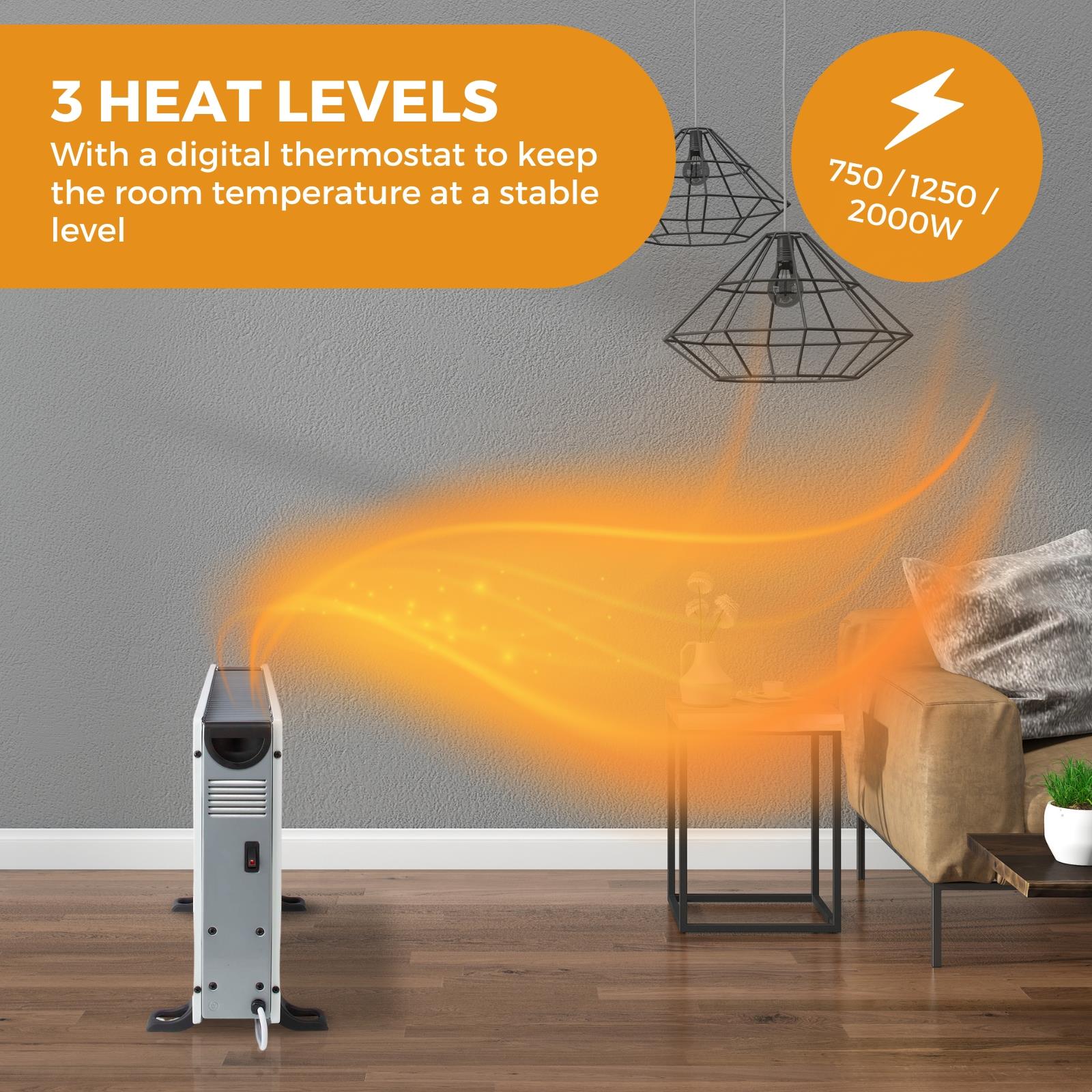 Nedis SmartLife Convection Heater | Wi-Fi | 2000 W | 3 Heat Settings | LCD | 5 - 37 °C | Adjustable thermostat | White