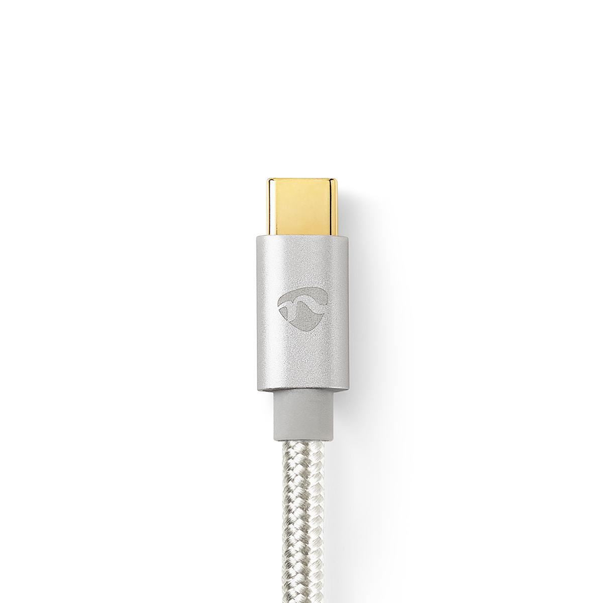 Nedis USB Cable | USB 2.0 | USB-C™ Male | USB-C™ Male | 100 W | 480 Mbps | Gold Plated | 2.00 m | Round | Braided / Nylon | Silver | Cover Window Box
