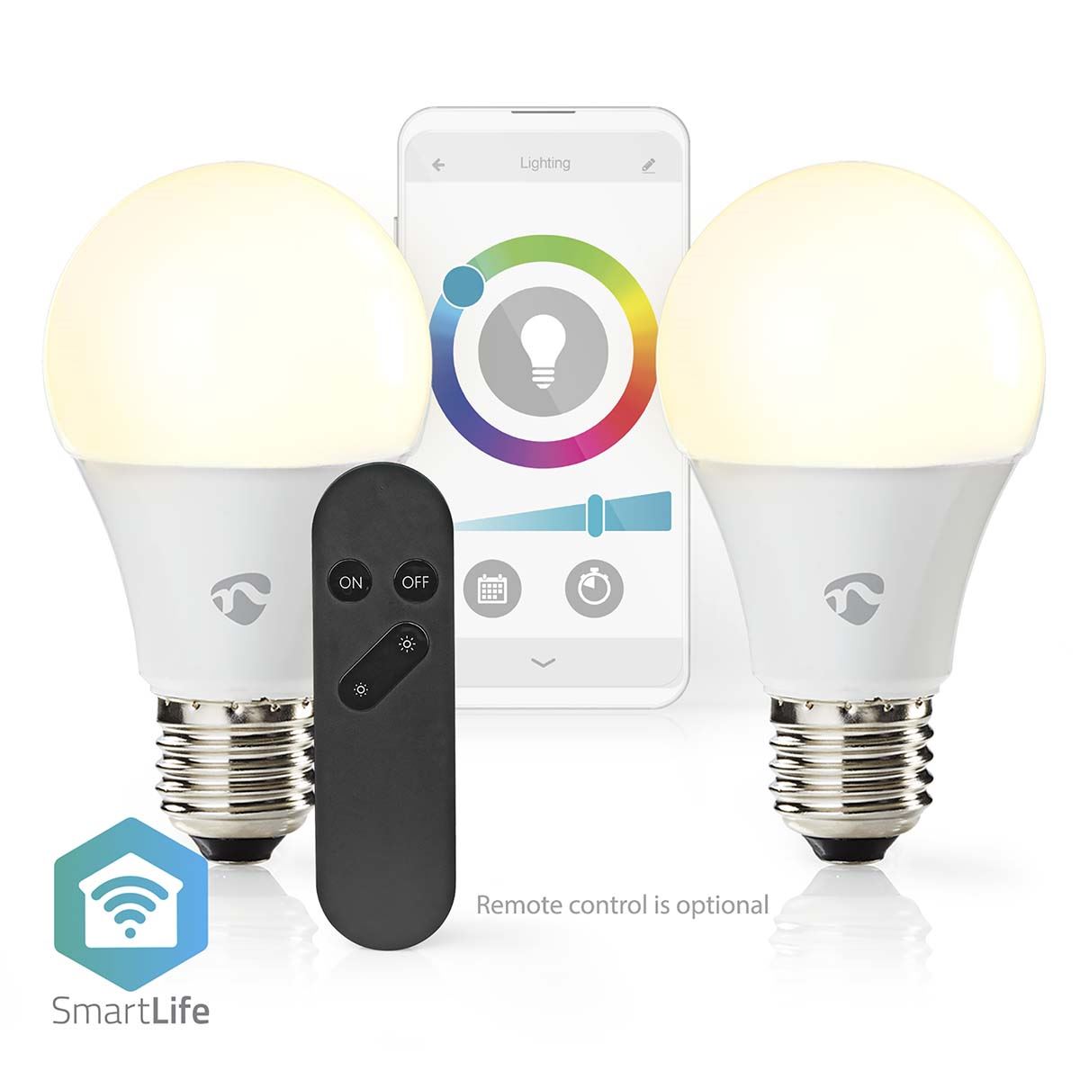 Nedis SmartLife Full Colour LED Bulb | E27 | 806 lm | 9 W | RGB / Warm to Cool White | 2700 - 6500 K | Android™ / IOS | Bulb | 2 pcs