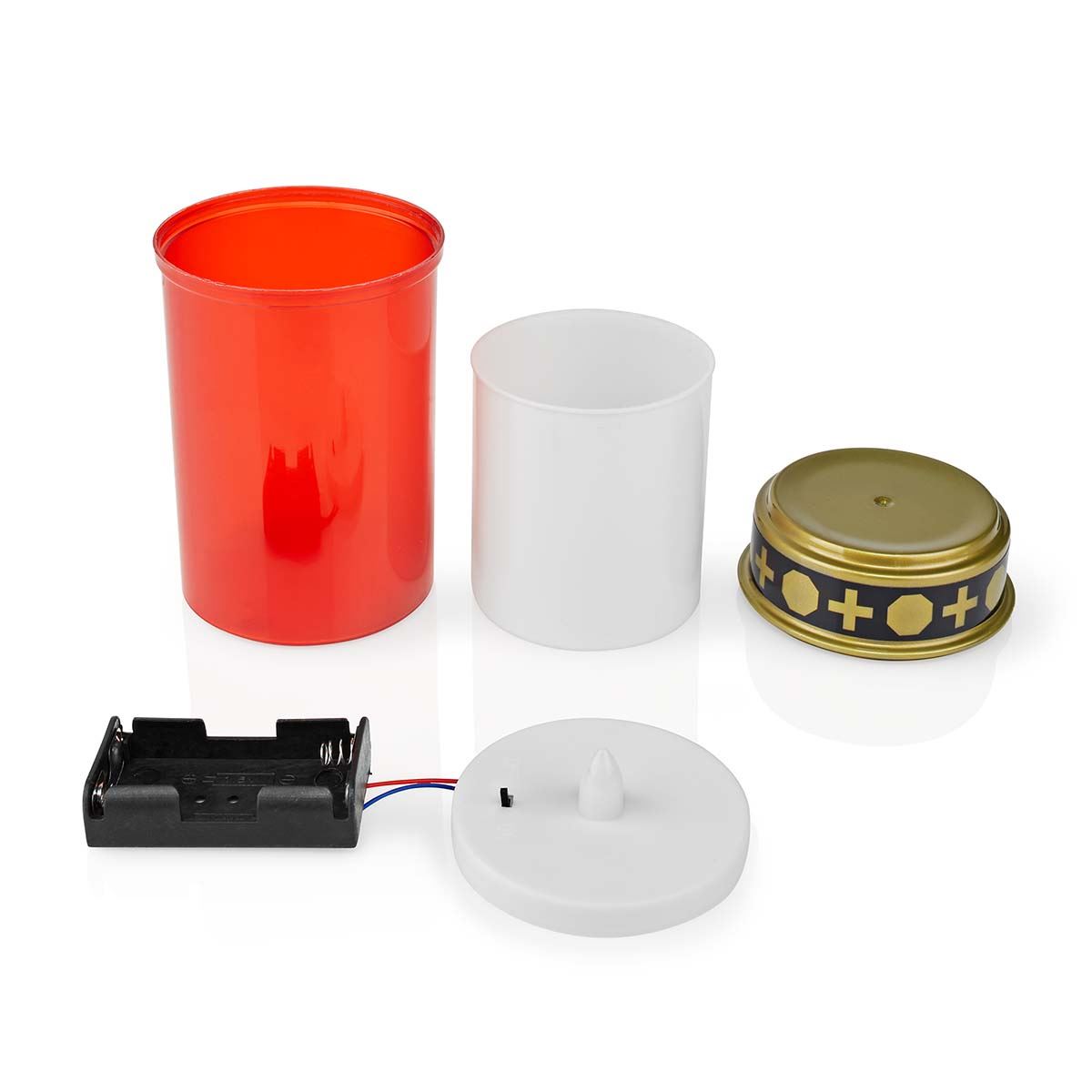 Nedis LED Grave Candle Light with Realistic Flickering Flame Effect, Battery Powered, Water Resistant, 6 Hours On / 18 Hours Off Timer - Red