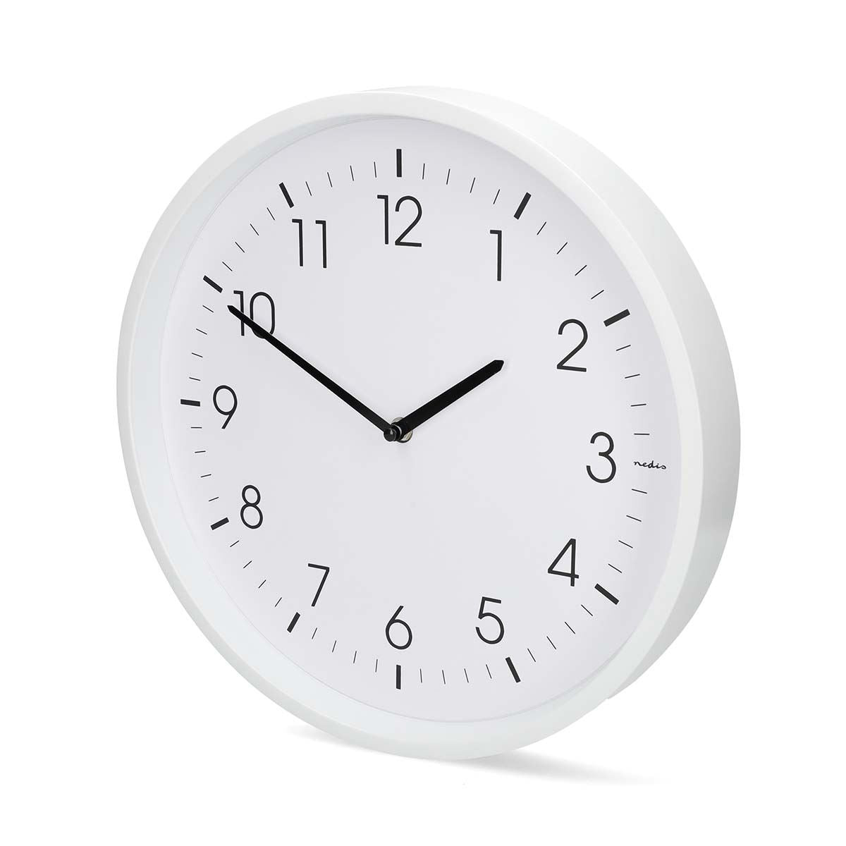 Nedis Large Wall Clock Clear Read Classic 36cm Diameter, Silent movement - White