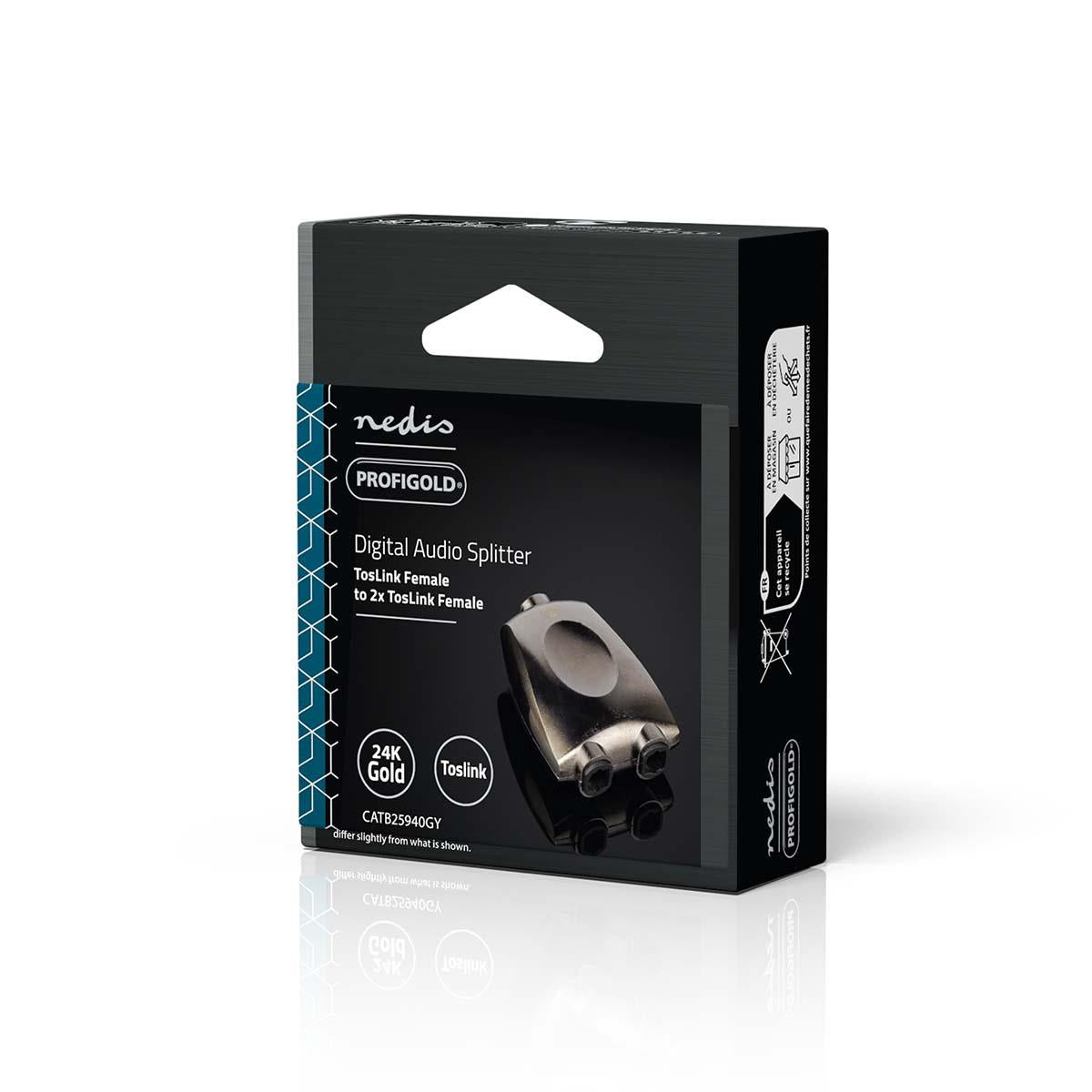 Nedis TosLink Adapter | TosLink Female | 2x TosLink Female | Splitter | Aluminium | Gun Metal Grey | 1 pcs | Box