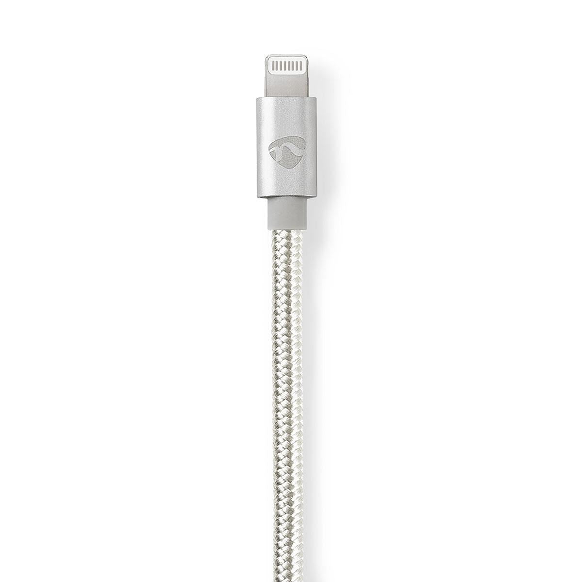 Nedis Lightning Cable | USB 2.0 | Apple Lightning 8-Pin | USB-C™ Male | 480 Mbps | Gold Plated | 1.00 m | Round | Braided / Nylon | Aluminium / Silver | Cover Window Box