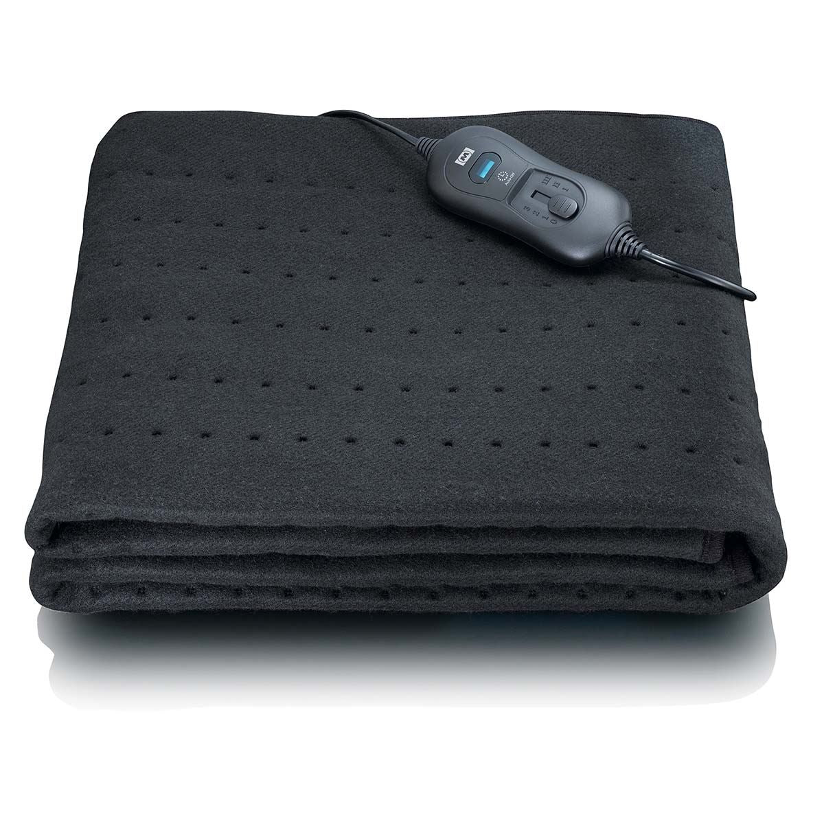 MELISSA Heated Undernlanket/Over-blanket, Electric heated throw 80 x 130cm, Black, 3 Levels, Timer Auto-Off, Machine Washable, Soft and Full Body Warming, Sofa Bed Office Use, Warm blanket, Electric throw
