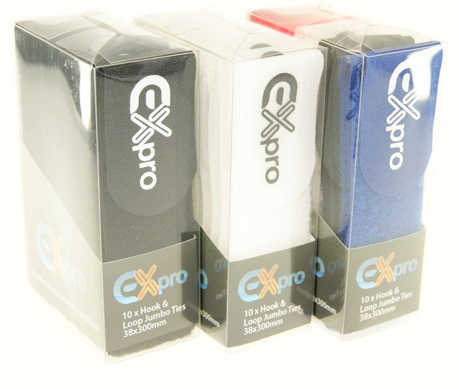 Ex-Pro Super Size XL Reusable Velcro Hook & Loop Self-Gripping Cable Ties 300mm x 38mm - 10 Pack White