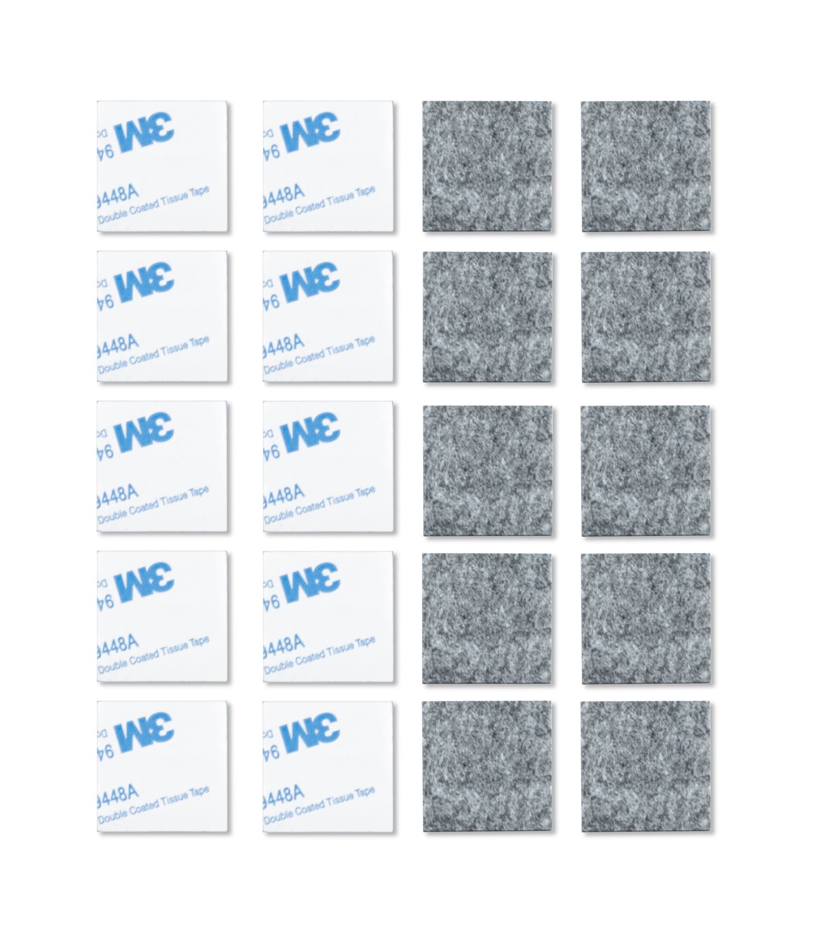 28mm 20 Pack Square Felt Pads Self Adhesive Black Sticky Furniture Floor Chair Legs Protectors