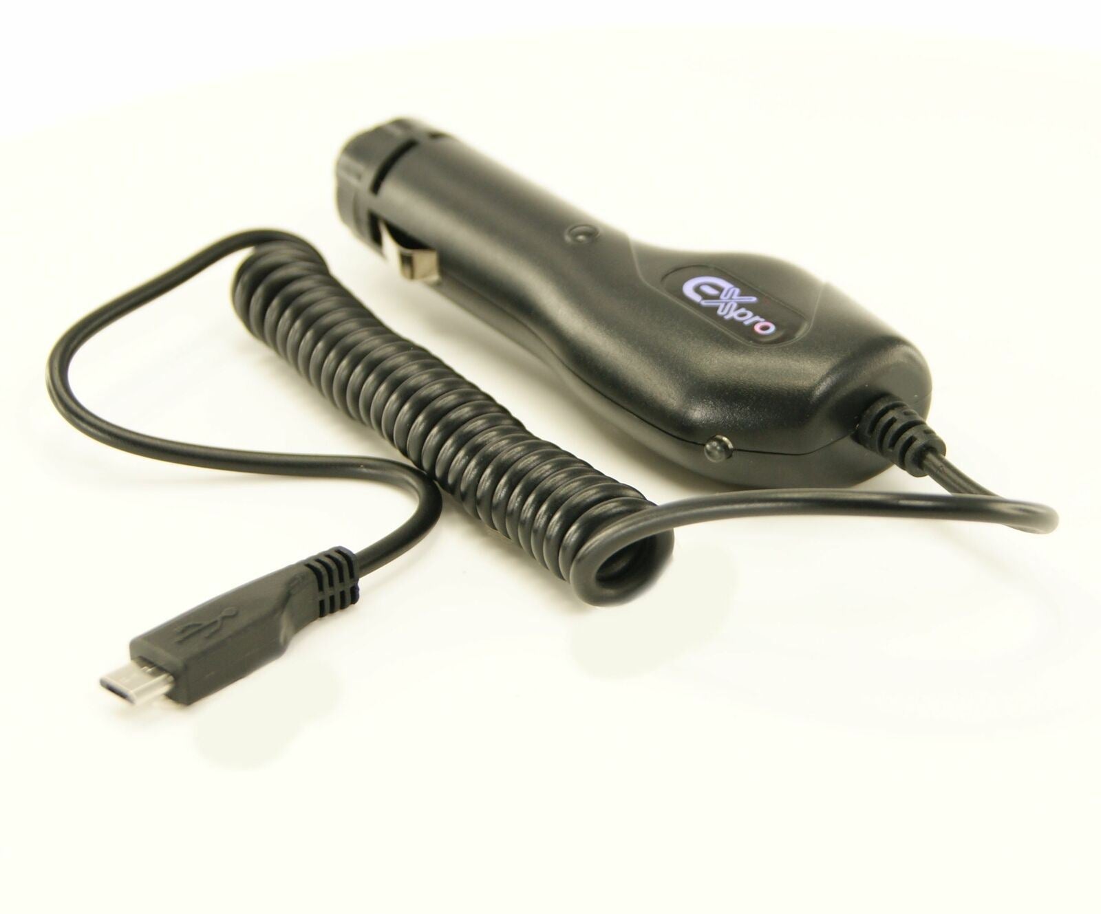 Ex-Pro In-Car Micro-B Power Charger 5v 1.5A with Coiled Cable for Smart Phones
