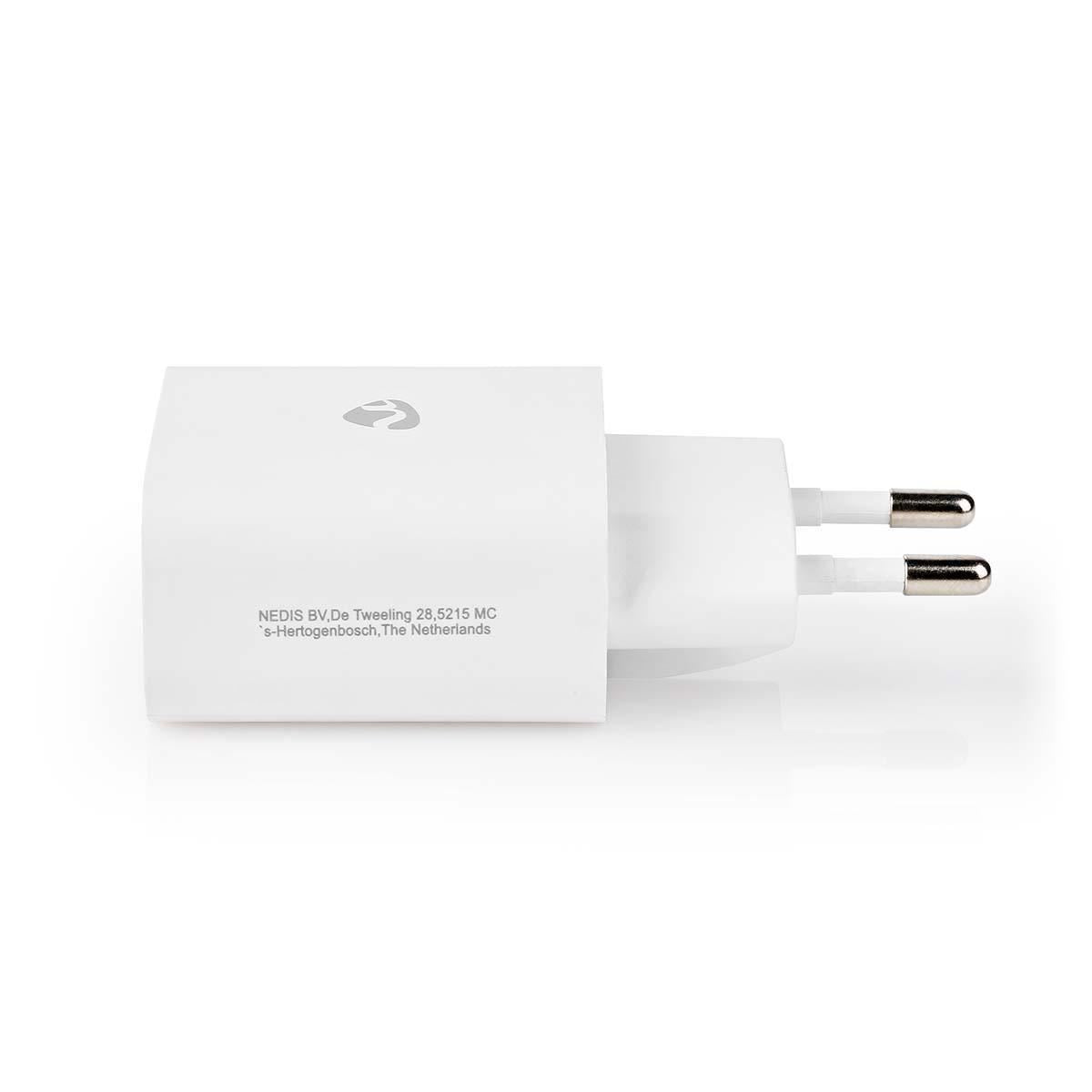 Nedis EU Euro Travel Wall Charger | 20 W | PD3.0 20W | Quick charge feature | 1.67 / 2.22 / 3.0 A | Number of outputs: 1 | USB-C™ | Lightning 8-Pin (Loose) Cable | 1.00 m | Automatic Voltage Selection | White