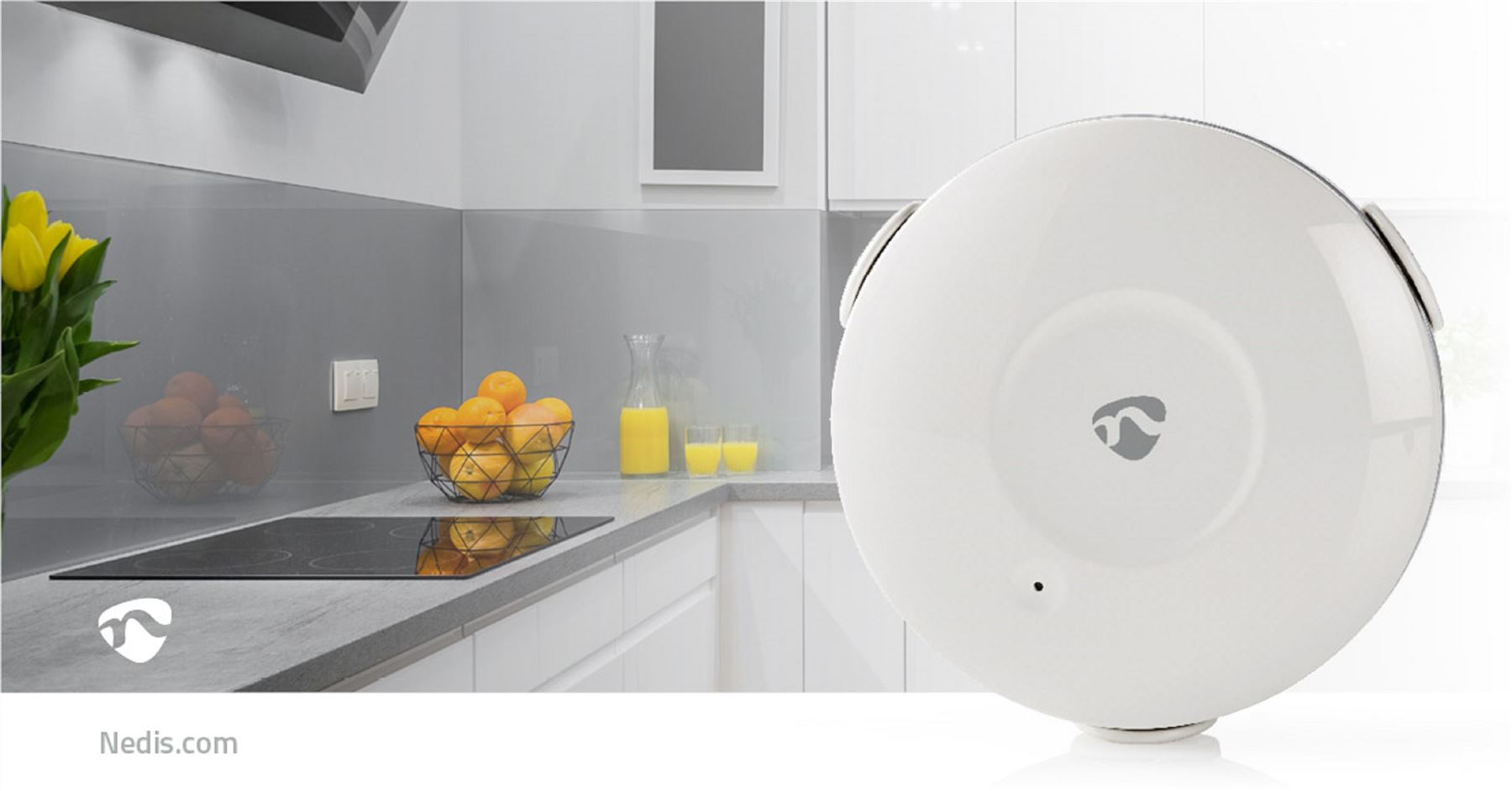 Nedis SmartLife Wi-Fi Water Sensor, Flood and Leak Detector    Alarm and App Notification Alerts [Alexa or Google Home]