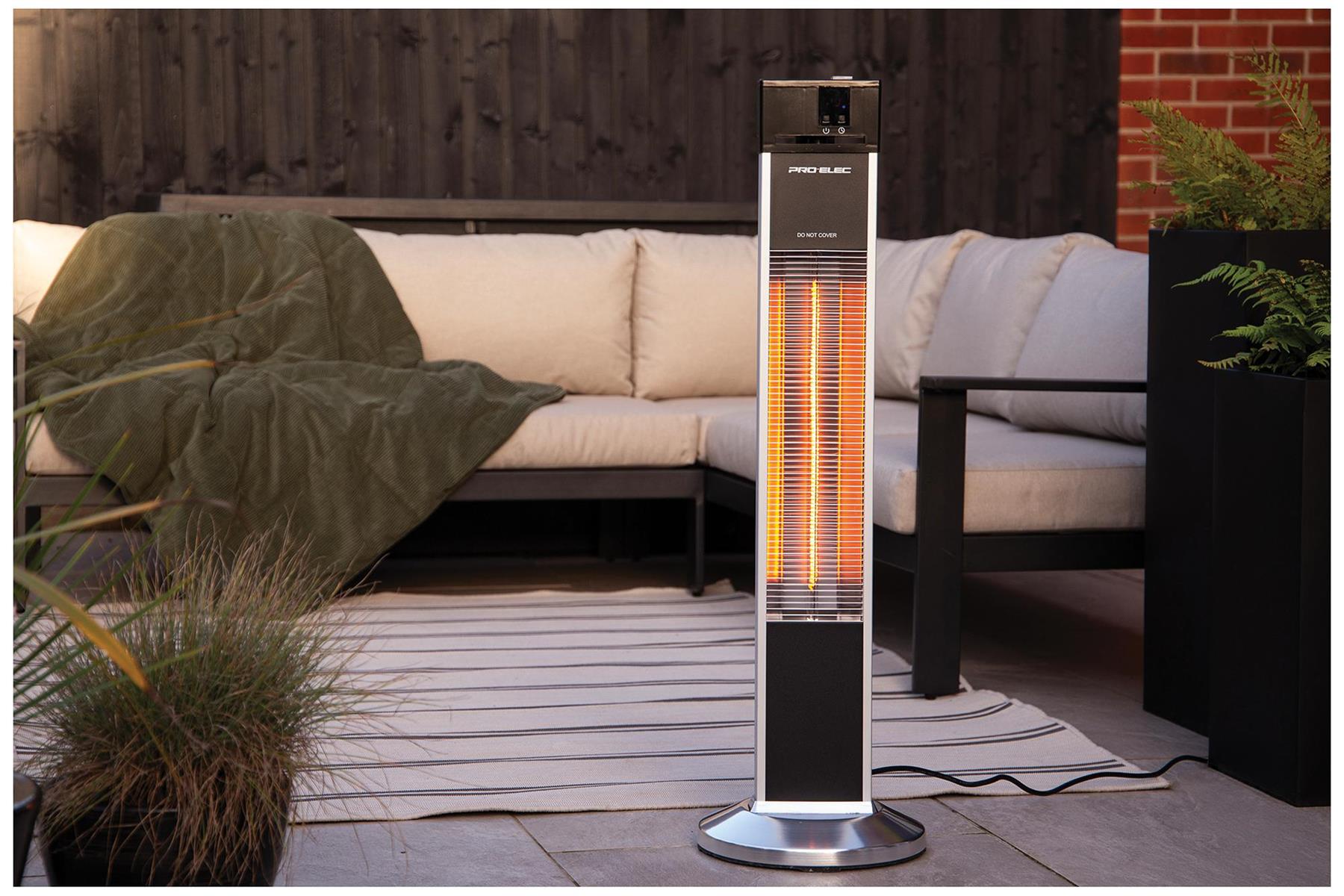 Free Standing Infrared Patio Heater - Carbon Fibre Outdoor Heater with Remote Control, 3 Heat Settings, Tip-Over Protection