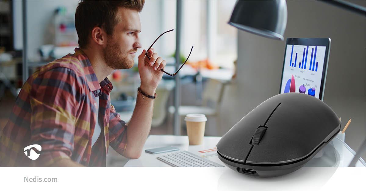 Nedis Mouse | Wireless | Silent mouse | 1200 dpi | Number of buttons: 3 | Both Handed