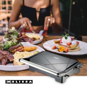 MELISSA 2-in-1 Electric Panini Press & Grill, Fold-Out, 1000W Fit Grill with Non-Stick Plates & Drip Tray