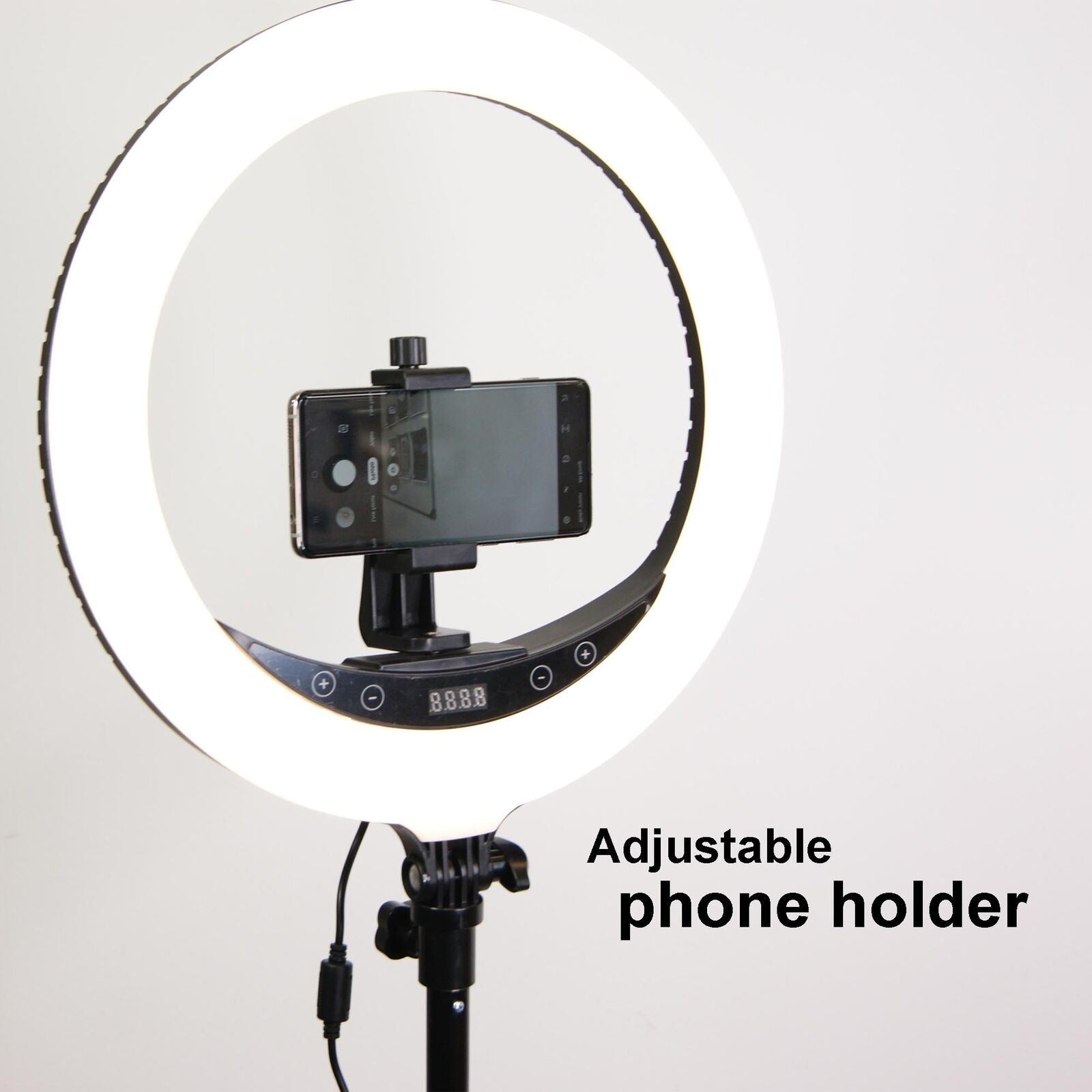 Ex-Pro 14" LED Ring Light Kit 25W 3200K-5700K CRI 95+ Bi-Colour Dimmable + Carry Case, Foldable Stand, Bluetooth Remote and Accessories for Video Shooting Portrait Photography