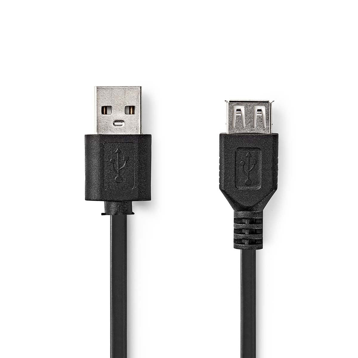 Nedis USB Cable | USB 2.0 | USB-A Male | USB-A Female | 480 Mbps | Nickel Plated | 0.20 m | Round | PVC | Black | Box