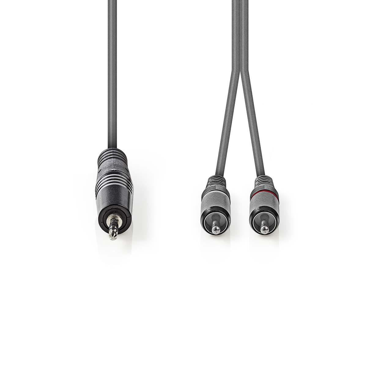 Nedis Stereo Audio Cable | 3.5 mm Male | 2x RCA Male | Nickel Plated | 1.50 m | Round | Dark Grey | Carton Sleeve