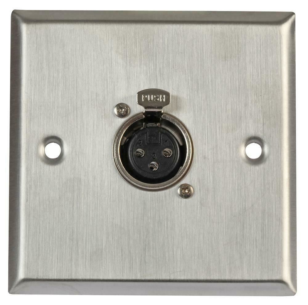 AV Wallplate with 1 x 3 Pin Female XLR Socket - Brushed Stainless Steel