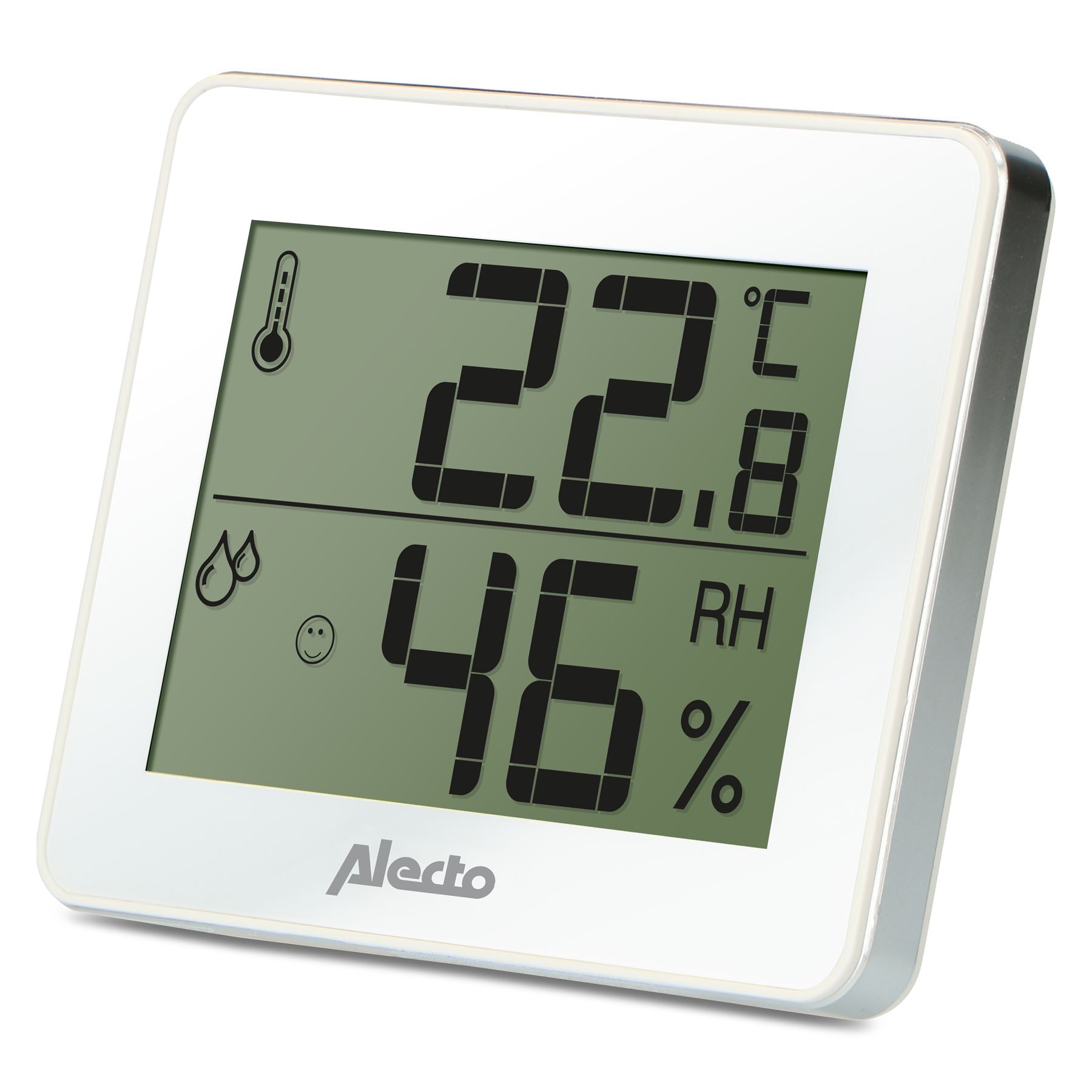 Alecto Indoor Large LCD Display Thermometer / Hygrometer - White / Silver
