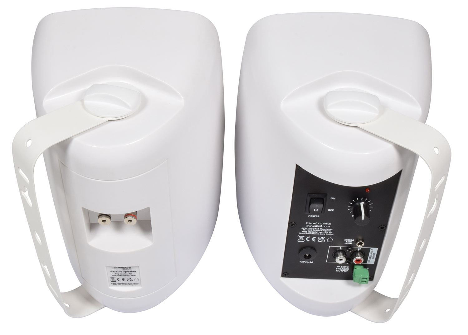 Adastra BG5A 20w Active Stereo Speaker Set with Mounting Brackets, Power & Speaker Cable